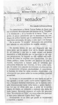 "El senador"  [artículo] Adolfo Schwarzenberg.