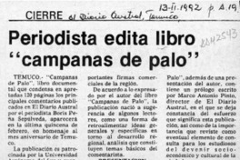 Periodista edita libro "campanas de palo"  [artículo].