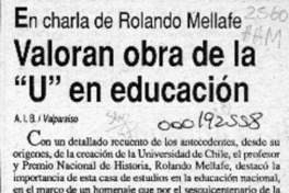 Valoran obra de la "U" en educación  [artículo] A. I. B.