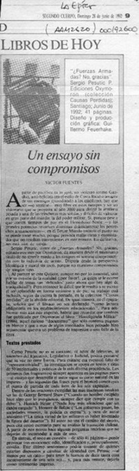 Un ensayo sin compromisos  [artículo] Víctor Fuentes.