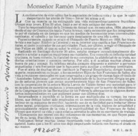 Monseñor Ramón Munita Eyzaguirre  [artículo] M. E. L. de B.