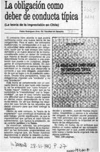 La Obligación como deber de conducta típica  [artículo].