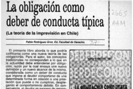 La Obligación como deber de conducta típica  [artículo].