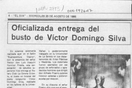 Oficializada entrega del busto de Víctor Domingo Silva  [artículo].