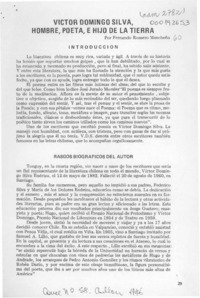 Víctor Domingo Silva, hombre, poeta e hijo de la tierra  [artículo] Fernando Romero Mancheño.