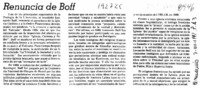 Renuncia de Boff  [artículo].