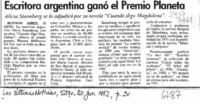 Escritora argentina ganó el premio Planeta  [artículo].