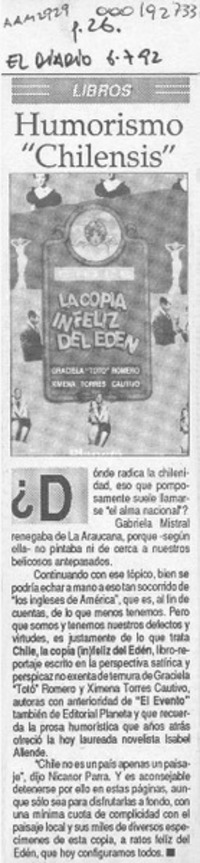Humorismo "chilensis"  [artículo].