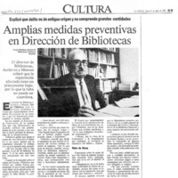 Amplias medidas preventivas en dirección de bibliotecas  [artículo].