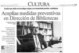 Amplias medidas preventivas en dirección de bibliotecas  [artículo].