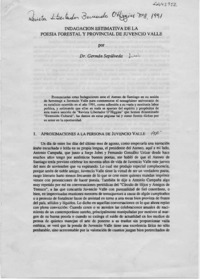 Indagación estimativa de la poesía forestal y provincial de Juvencio Valle
