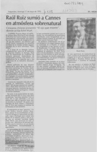 Raúl Ruiz sumió a Cannes en atmósfera sobrenatural  [artículo].