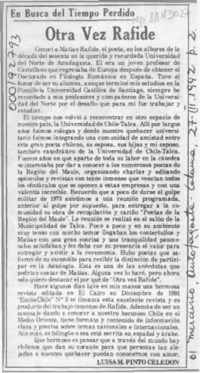 Otra vez Rafide  [artículo] Luisa M. Pinto Celedón.