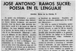 José Antonio Ramos Sucre, poesía en el lenguaje