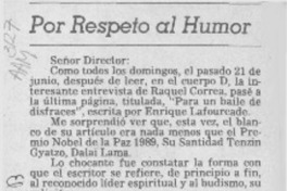Por respeto al humor  [artículo] María Elena Andonie.