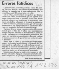 Errores fatídicos  [artículo] Juan Rubén Valenzuela.