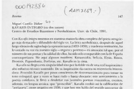 Kavafis íntegro  [artículo] César García Alvarez.