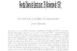 Mi poética sobre Huerfanías