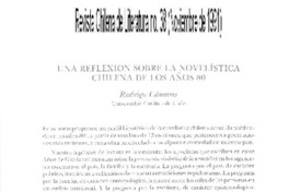 Una reflexión sobre la novelística chilena de los años 80