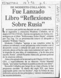 Fue lanzado libro "Reflexiones sobre Rusia"  [artículo].