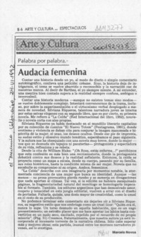 Audacia femenina  [artículo] Marcelo Novoa.