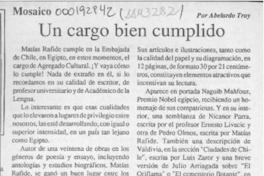 Un cargo bien cumplido  [artículo] Abelardo Troy.