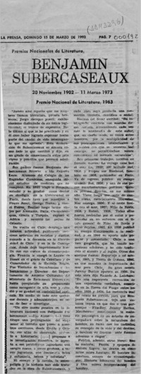 Benjamín Subercaseaux  [artículo].