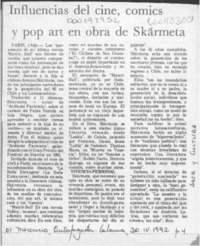 Influencias del cine, comics y pop art en obra de Skarmeta  [artículo].