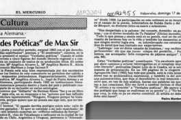 "Verdades poéticas" de Max Sir  [artículo] Pedro Mardones Barrientos.