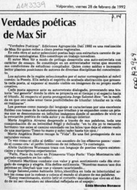 Verdades poéticas de Max Sir  [artículo] Edda Morales Bonasco.