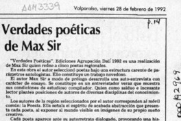 Verdades poéticas de Max Sir  [artículo] Edda Morales Bonasco.