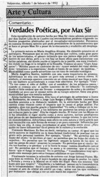 Verdades poéticas, por Max Sir  [artículo] Carlos León Pezoa.