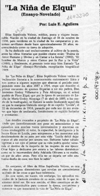 "La niña de Elqui"  [artículo] Luis E. Aguilera.
