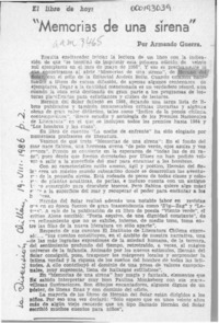 "Memorias de una sirena"  [artículo] Armando Guerra.