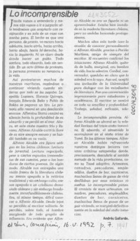 Lo incomprensible  [artículo] Andrés Gallardo.