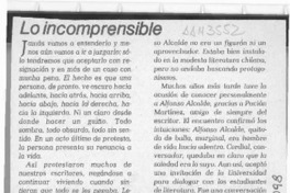 Lo incomprensible  [artículo] Andrés Gallardo.