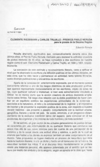Clemente Riedemann y Carlos Trujillo; premios Pablo Neruda