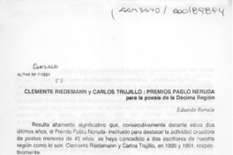 Clemente Riedemann y Carlos Trujillo; premios Pablo Neruda