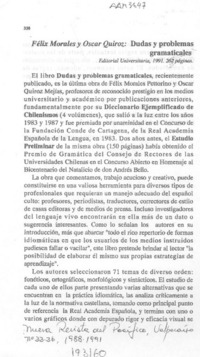 Félix Morales y Oscar Quiroz, "Dudas y problemas gramaticales"