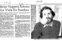 Héctor Noguera retoma "La Vida es sueño"  [artículo].