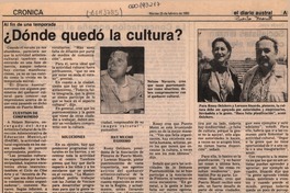 Dónde quedó la cultura?  [artículo].
