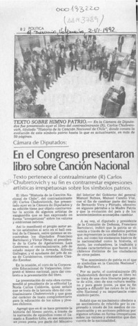 En el Congreso presentaron libro sobre Canción Nacional  [artículo].