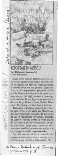 Reportaje en Moscú  [artículo] Albar.