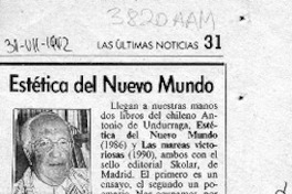 Estética del nuevo mundo  [artículo] Hugo Montes Brunet.