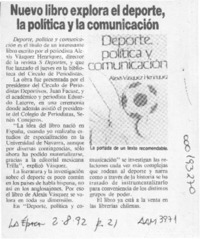Nuevo libro explora el deporte, la política y la comunicación  [artículo].