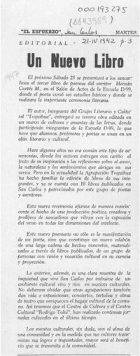 Un Nuevo libro  [artículo].
