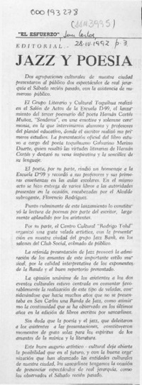 Jazz y poesía  [artículo].