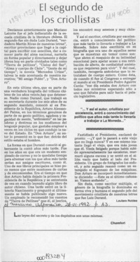 El segundo de los criollistas  [artículo] Lautaro Robles.