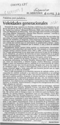 Veleidades generacionales  [artículo] Marcelo Novoa.