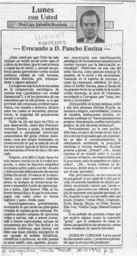 Evocando a D. Pancho Encina  [artículo] Luis Valentín Ferrada.